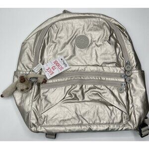 Kipling Bouree Backpack School Bag Nylon Silver Beige Metallic BP4194 $114